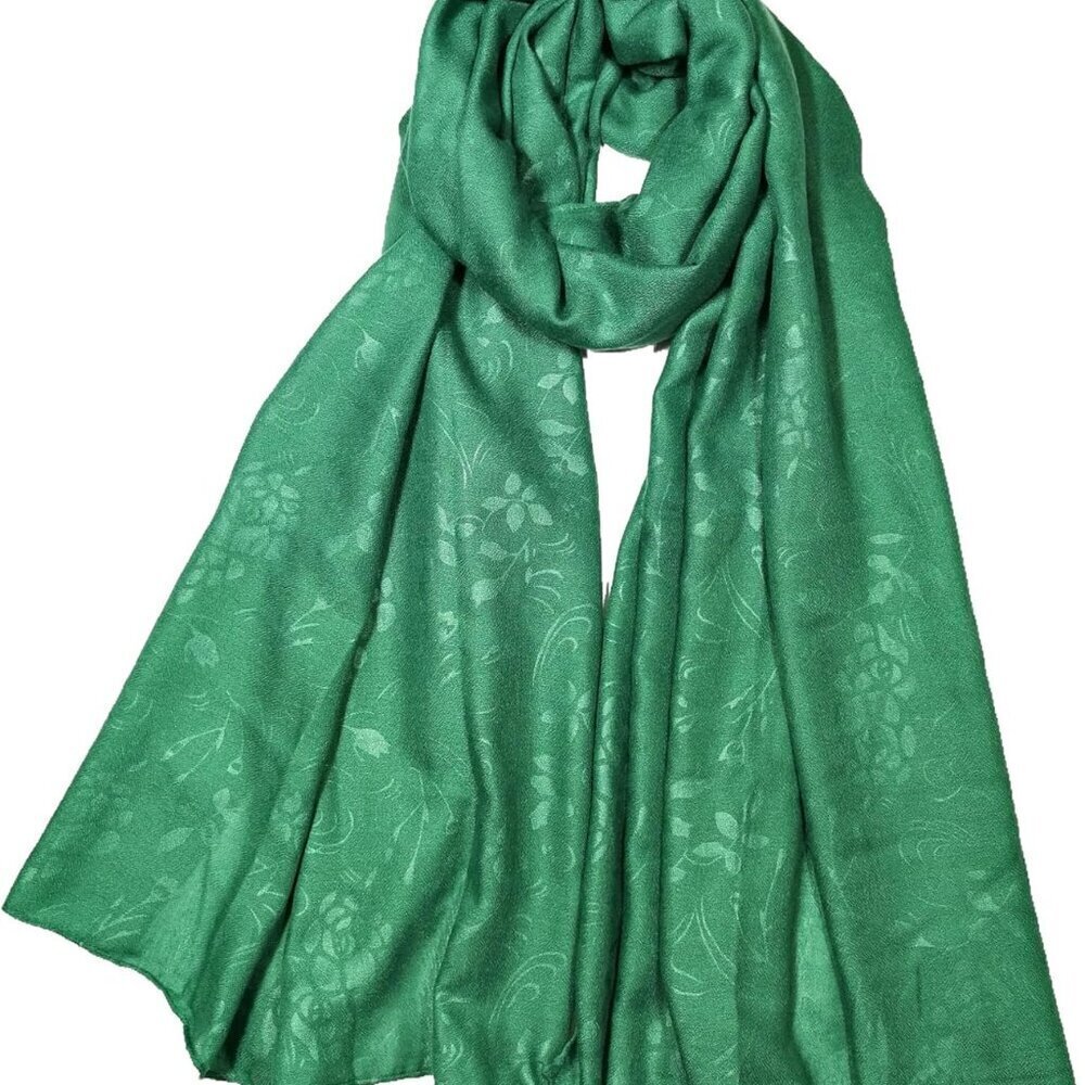 Women Floral Pattern Solid Color Long Scarf Soft Breathable Polyester Gifts
